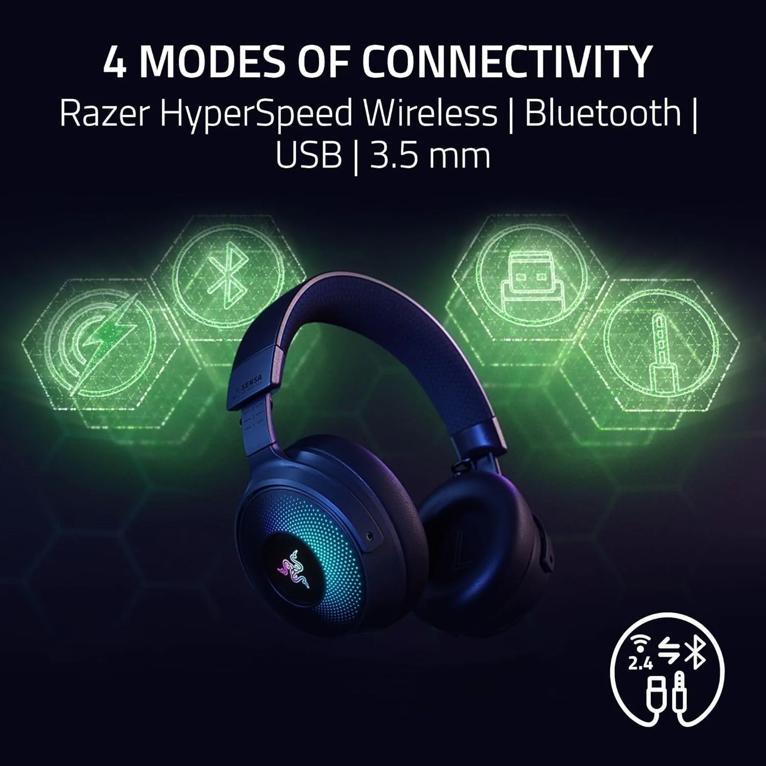 سماعة الألعاب اللاسلكية Razer Kraken V4 Pro 2.4 جيجا هرتز سماعة لاسلكية تعمل بالبلوتوث USB 3.5 ملم ميكروفون واسع النطاق للغاية لأجهزة الكمبيوتر الشخصية وأجهزة Mac وPS5 والهواتف الذكية #2