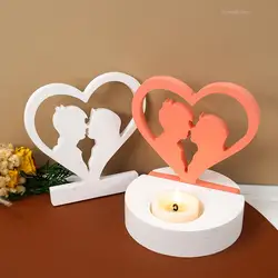 Valentine's Day Couple Candle Holder Silicone Mold Hollow Love Kiss DIY Handmade Scented Candle Gypsum Jewelry Ornaments Mould