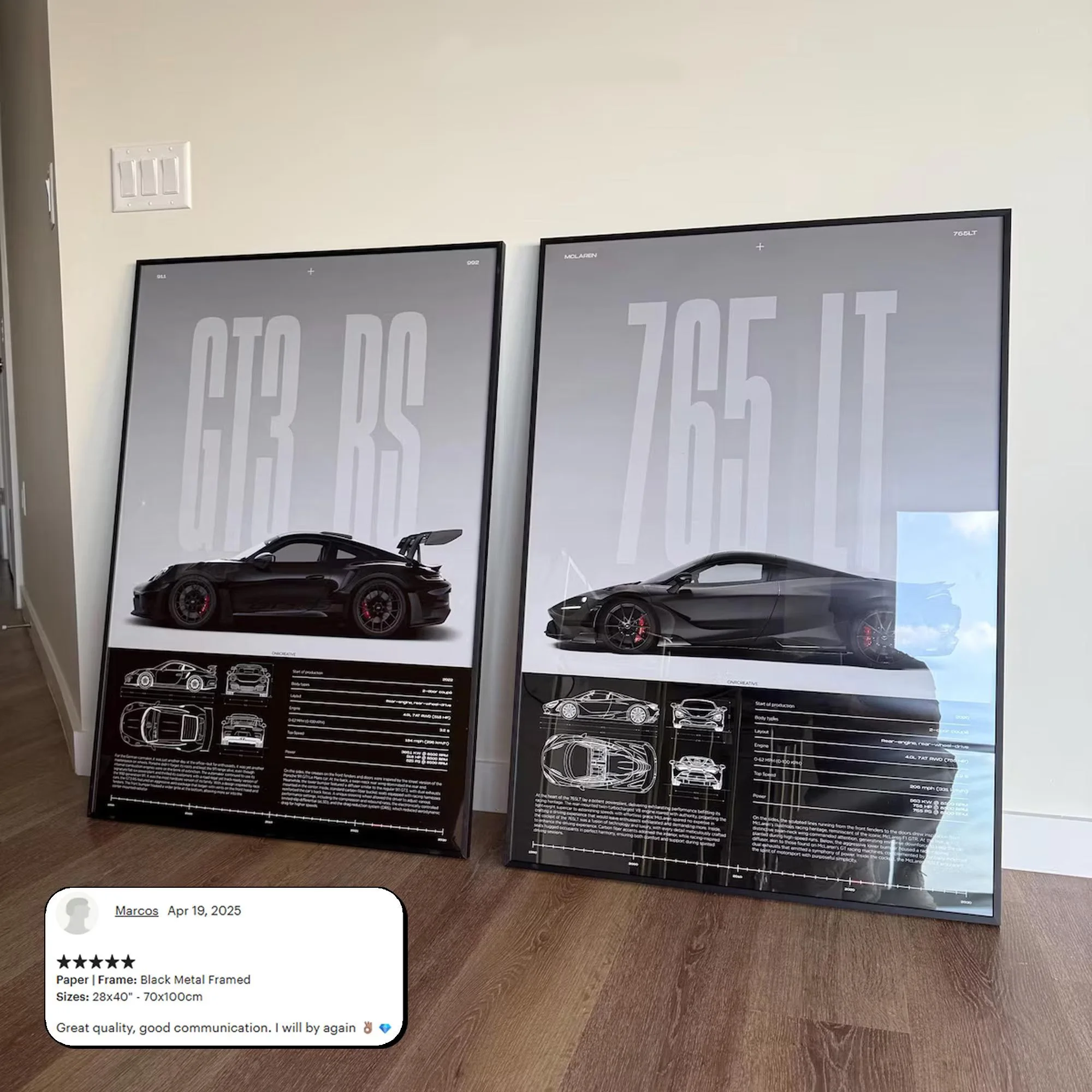미니멀리스트 911 GT3-RS 718 GT4 RS 하이퍼카 스포츠카 슈퍼카 포스터 캔버스 그림 벽 예술 사진 홈 인테리어 장식