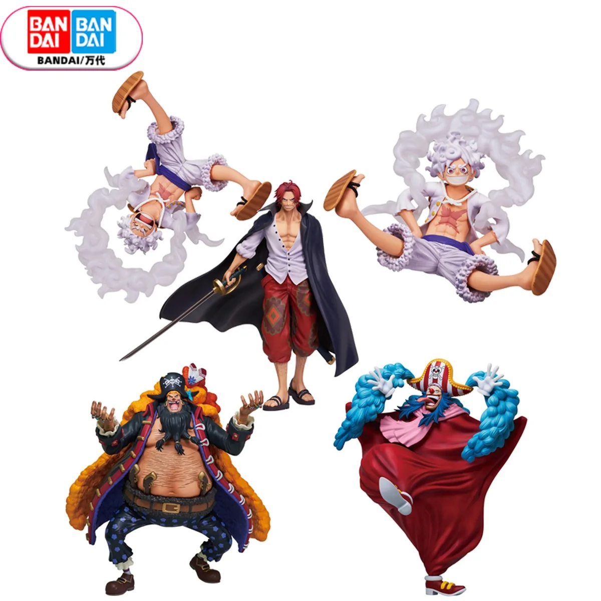 

Bandai Original One Piece Masterlise Ichiban Four Emperors Nika Teach Shanks Buggy Collection Anime Action Figure Toys