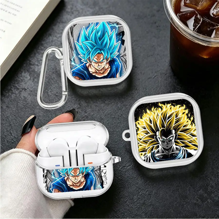 Clear Earphone Cases Cover With Hook Case For Samsung Galaxy Buds 3Pro 2 3 FE 4Pro 4 Pro 2Pro Live D-ragon Ballss SS3 Goku Flame