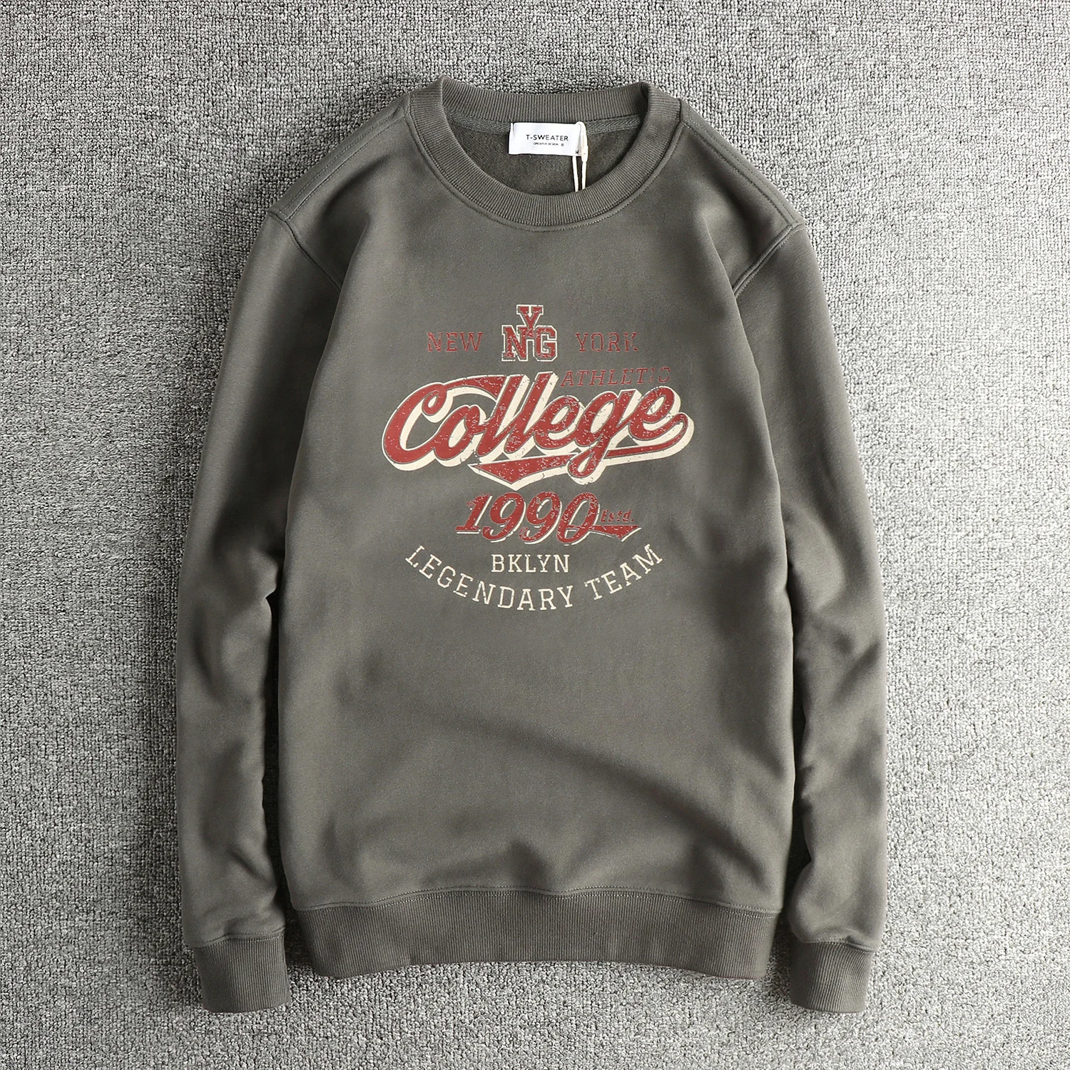 

Retro letter pattern plus velvet thickened men's sweatshirt long sleeve autumn and winter versatile trendy pullover top