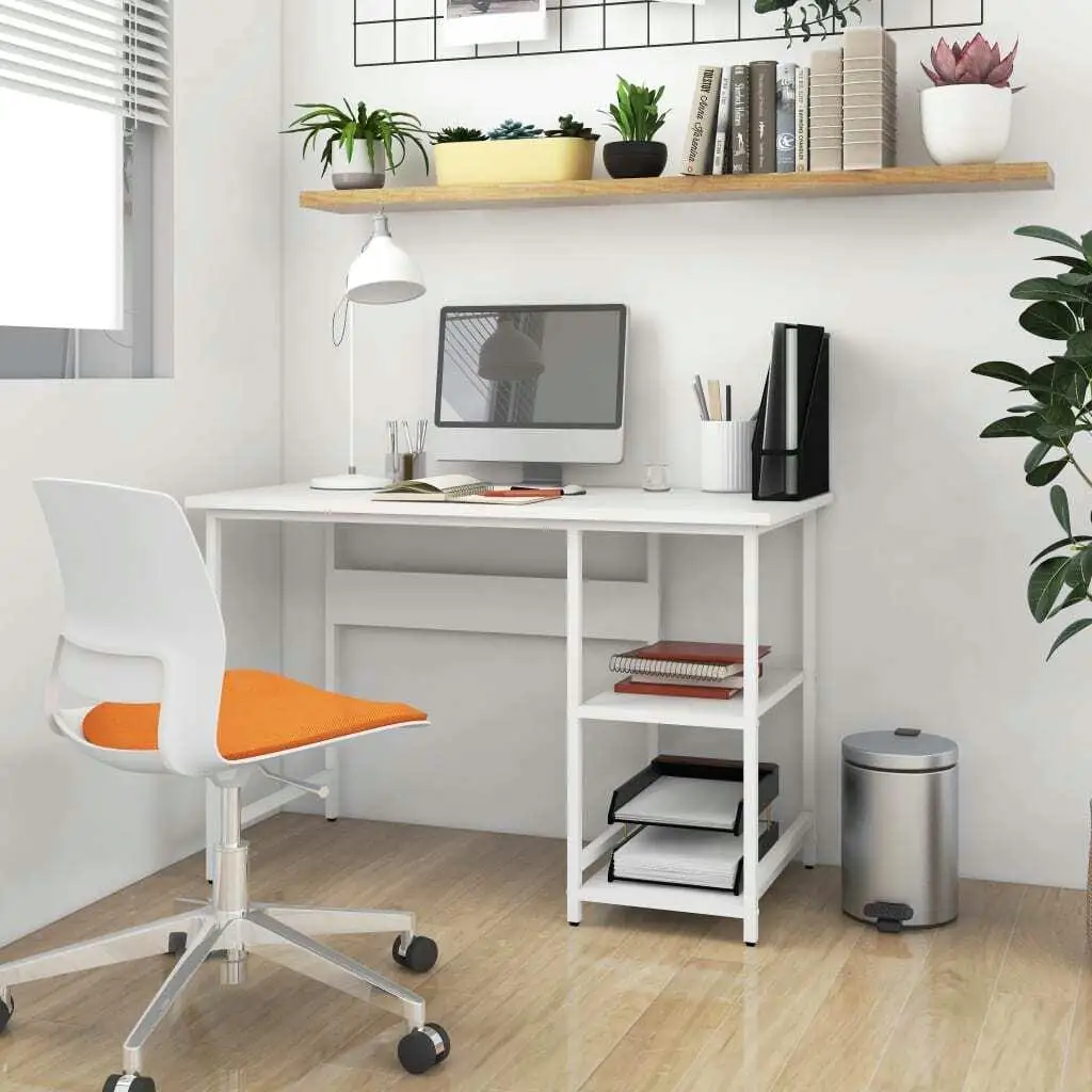 Computer Desk White Powder Coated Metal Medium Durable