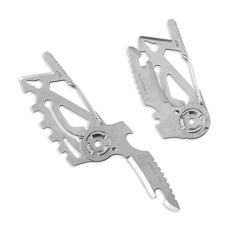 1PC Portable Stainless Steel Multifunction Keychain Card Folding Cutting Tools Sabre Card Outdoor Camping Bottle Opener Tools