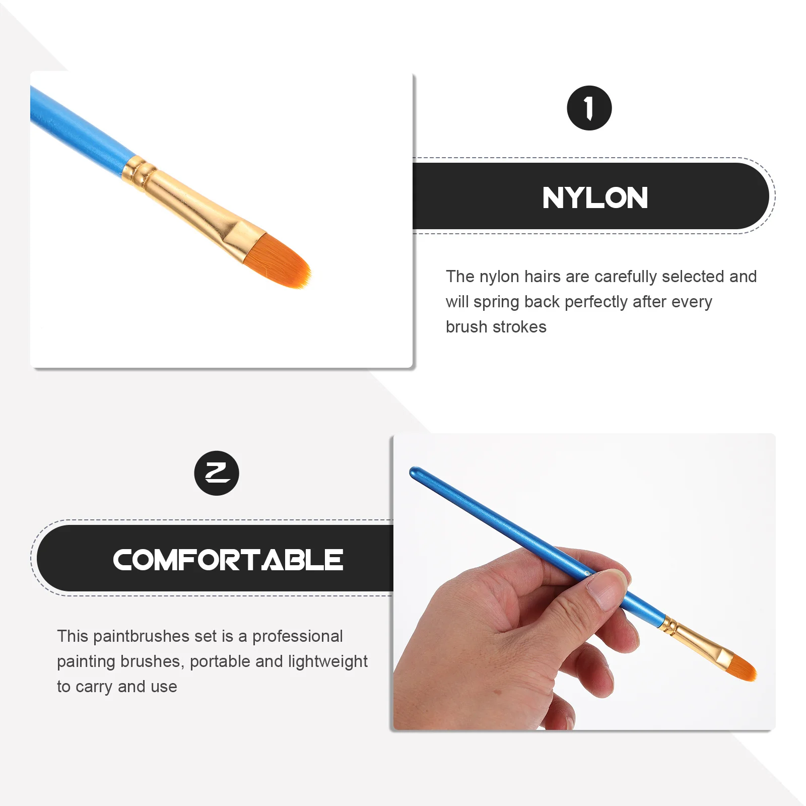 10 pçs conjunto de escova de pintura profissional cabelo náilon durável leve para aquarela guache acrílico pintura a óleo ferramenta estudante