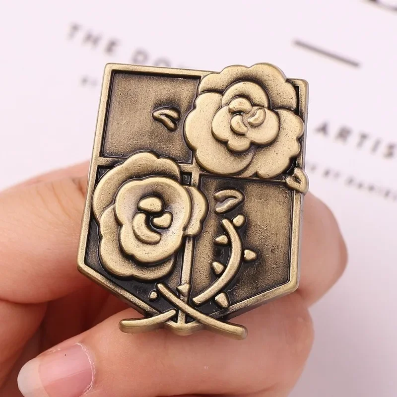 Explosive anime peripheral Attack on Titan multi style alloy brooch, horse flower wing sword metal brooch, and pin