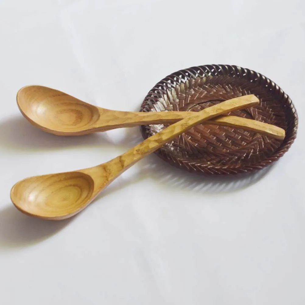 1 Pc Wooden Spoons Creative Hand Carved Tortoise Shell Pattern Wood Spoons Kitchen Soup Spoons (20x4cm)