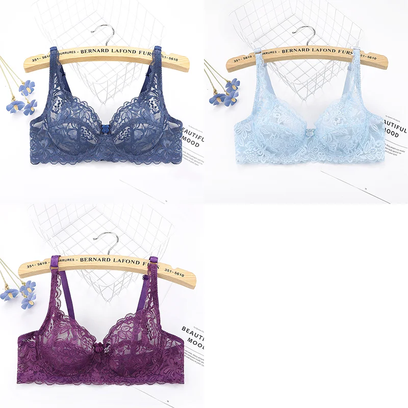 3PC Women's Sexy Lace Bras Push Up Bralette Set