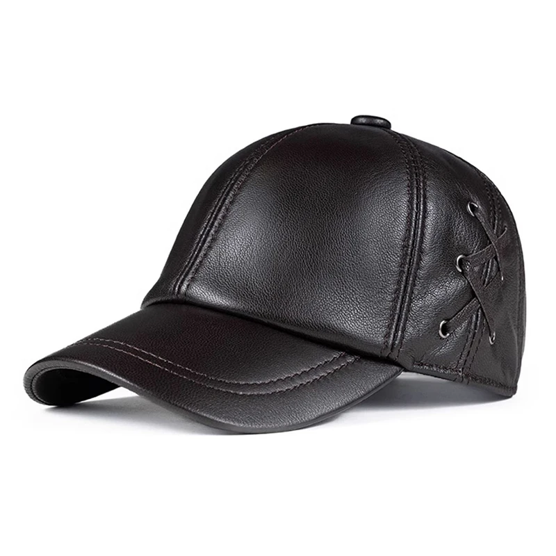 Fashion 2023 Men\'s Genuine Leather Baseball Cap Hat Brand New Style Spring Brand New Style Winter Russian Warm Winter Caps Hats