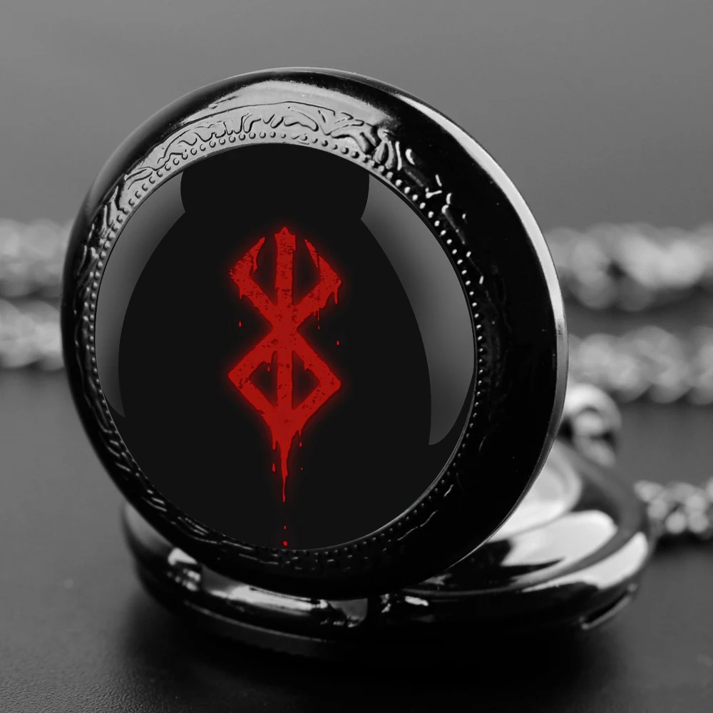 Exquisite Anime Berserk Glass Dome Quartz Pocket Watch Arabic numeral Necklace Pendant Gifts For Women Man with Chain