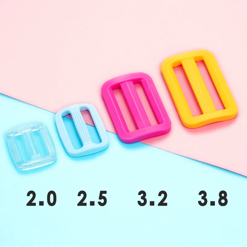 2pcs/lot 20MM 25MM 32MM 38MM Plastics Ribbon Slip Adjustable Buckles for Bag Webbing Strap Tri Glide Sewing Materials