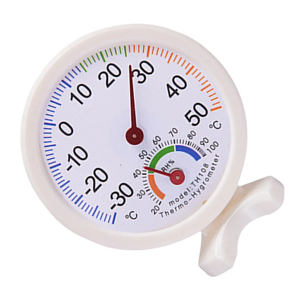 High Precision Pointer Hygrothermograph White Hygrothermograph for Indoor Bedroom Garage Humidity Temperature Meter
