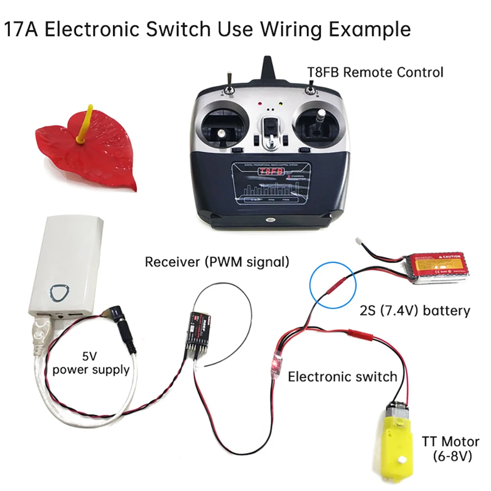 PWM RC Switch 8A 17A High Current Electronic Switch for Drones Model Aircraft Water Pumps Easy Install Low Power Consumption