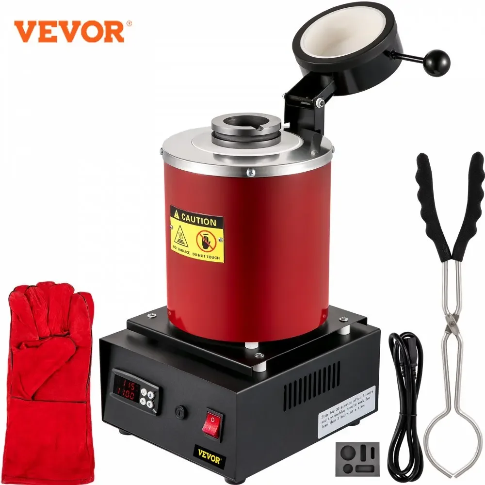 VEVOR Electric Melting Furnace 3KG Digital Electric Melting Furnace 1750W 1150℃/2102 ℉ Gold Smelter Furnace