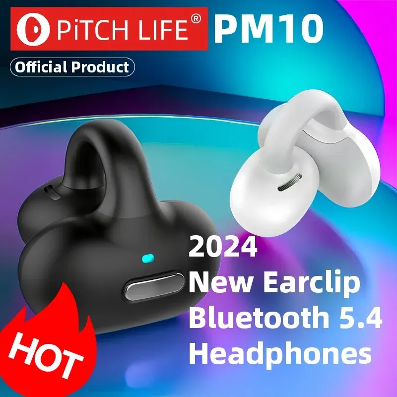 PM10 Earclip Wireless Bluetooth Headset OWS Touch Light Mini High Quality Earplugs Anti Sweat HD Sound Stereo Universal Headset