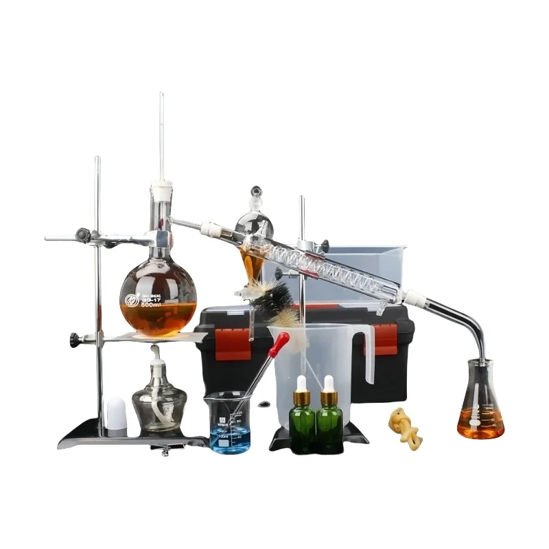 Полное дистилляционное оборудование 100–1000 мл, экстракция эфирного масла и производство дистиллированной воды, химическая лаборатория, боросилика