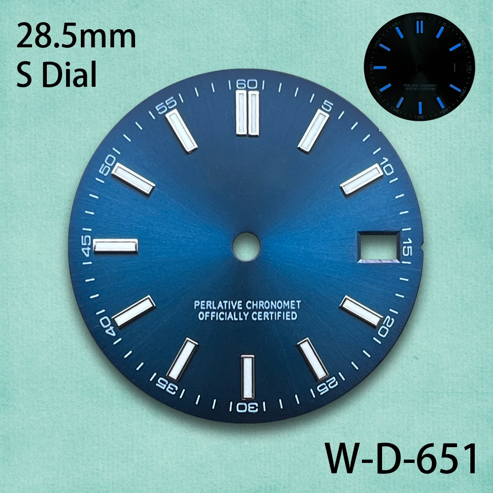 28.5 مللي متر S شعار أمة الله الهاتفي صالح NH35/NH36/4R الحركة اليابانية الأزرق مضيئة عالية الجودة ساعة مزدوجة تعديل الملحقات #2