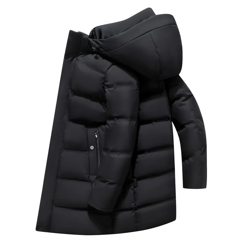 Winter New Men's Thickened Mid Length Down Jacket, Middle-aged Casual Large Size