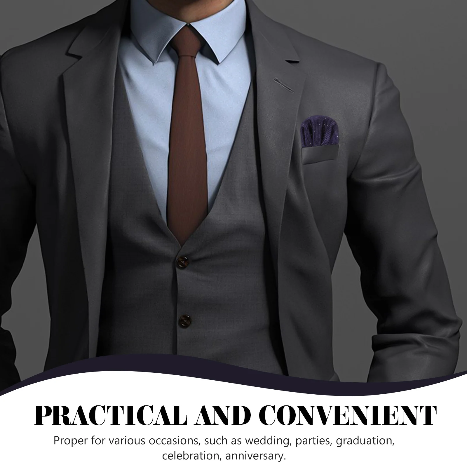 Abito formale fazzoletto da taschino fazzoletto pre-piegato in poliestere quadrato decorativo da uomo a forma rotonda festa di nozze laurea