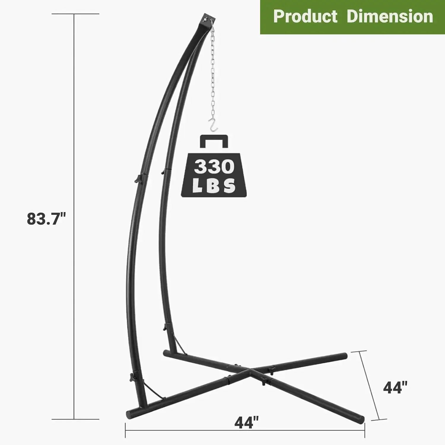 Hammock Swing Stand, Hanging Chair C-Stand, Outdoor Solid Steel Heavy Duty Stands Only Construction w/Buckle & Spring Hook