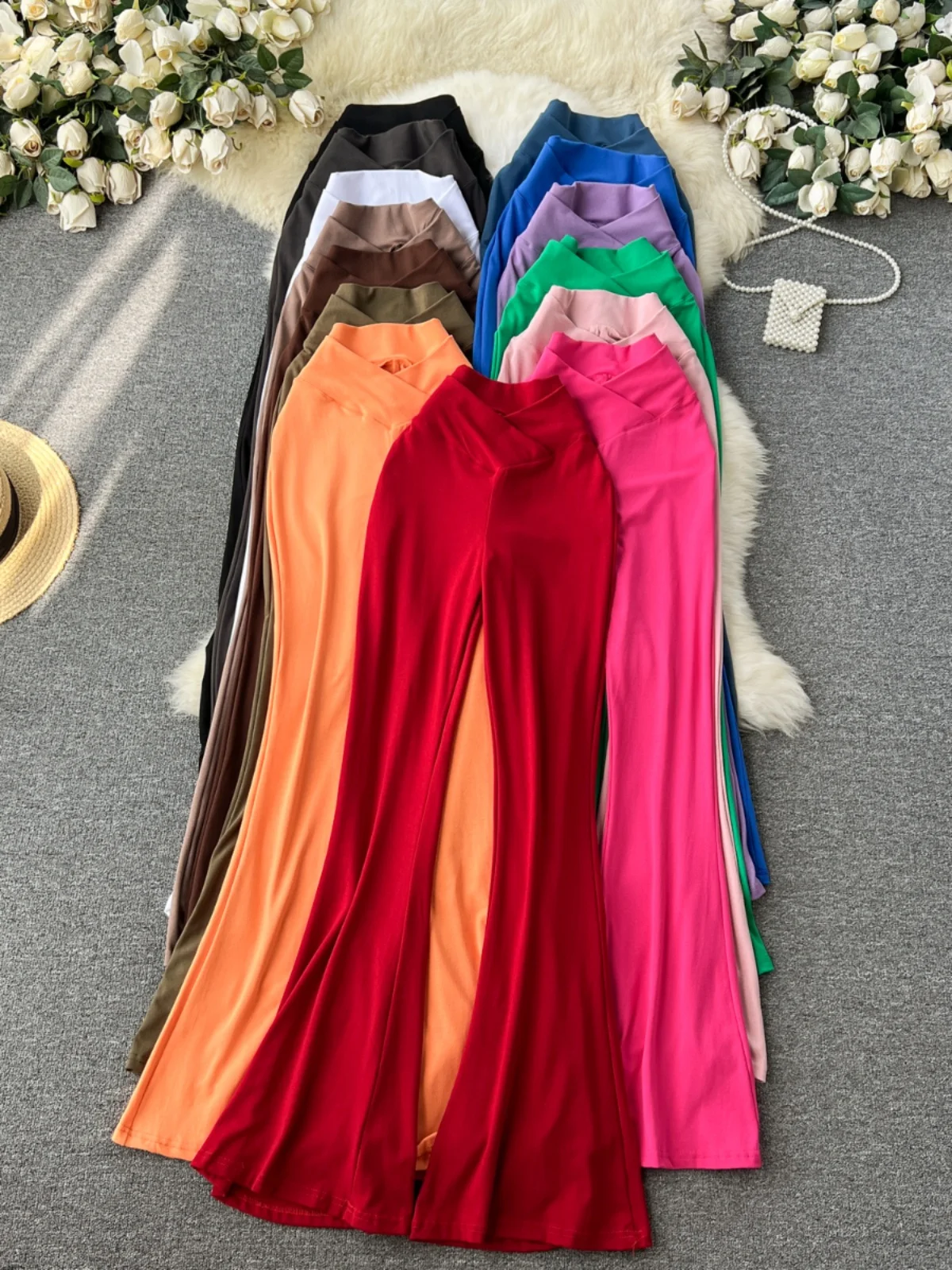 

Сексуальные облегающие брюки для йоги с высокой талией, модные повседневные брюки для женщин, расклешенные брюки в корейском стиле, стильные.