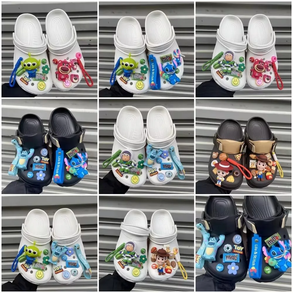 MINISO Cartoon Buzz Lightyear Strawberry Bear 3D  Charms Quality Shoes Accessories Children Sandals Decorative Gift