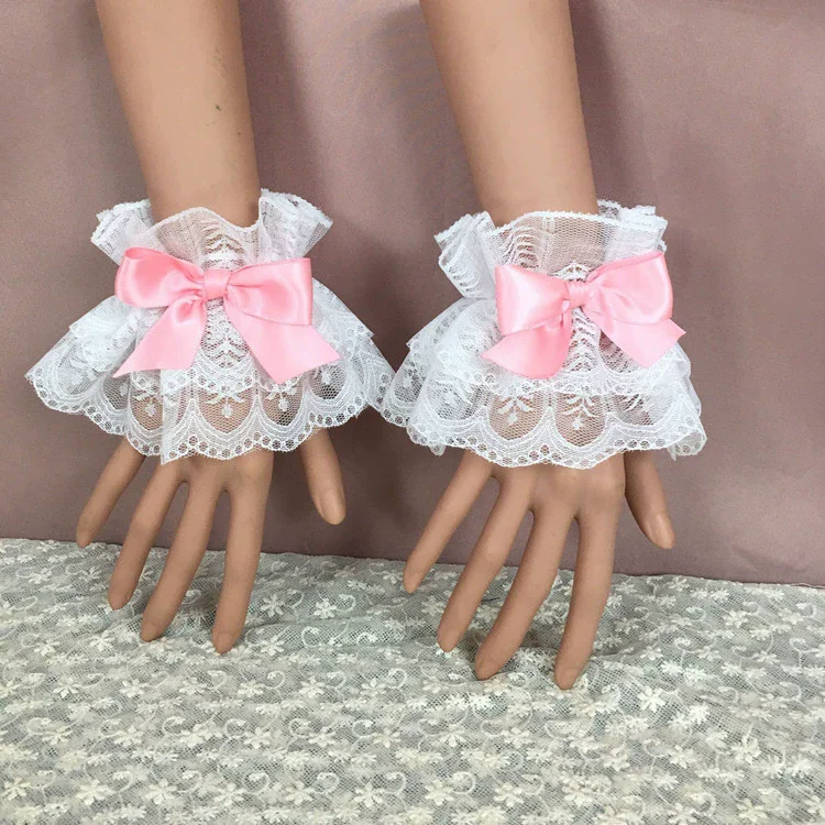 

2026 New Trend Original Handmade Lolita Style Oversleeve Japanese Mine Series Girl's Sweet Cute Bow Lace Hand Sleeve
