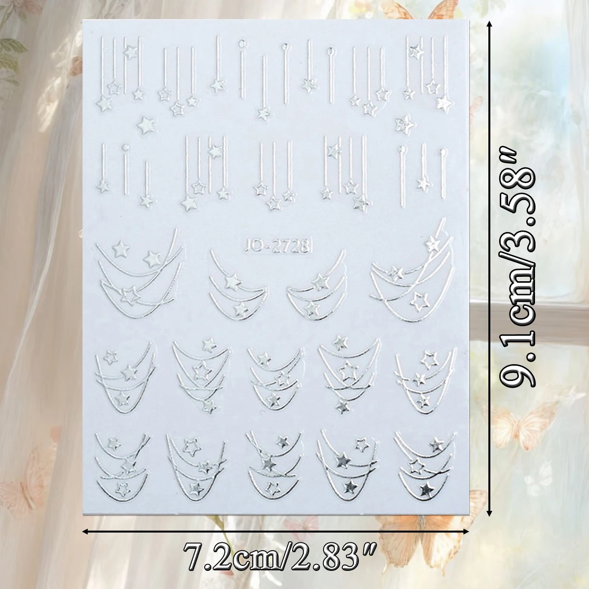 2/4 ورقة ثلاثية الأبعاد الذهب والفضة ستار درب مسمار الفن ملصقات اطلاق النار ستار شريط ذاتية اللصق السماوية مسمار الشارات لتقوم بها بنفسك مانيكير #4