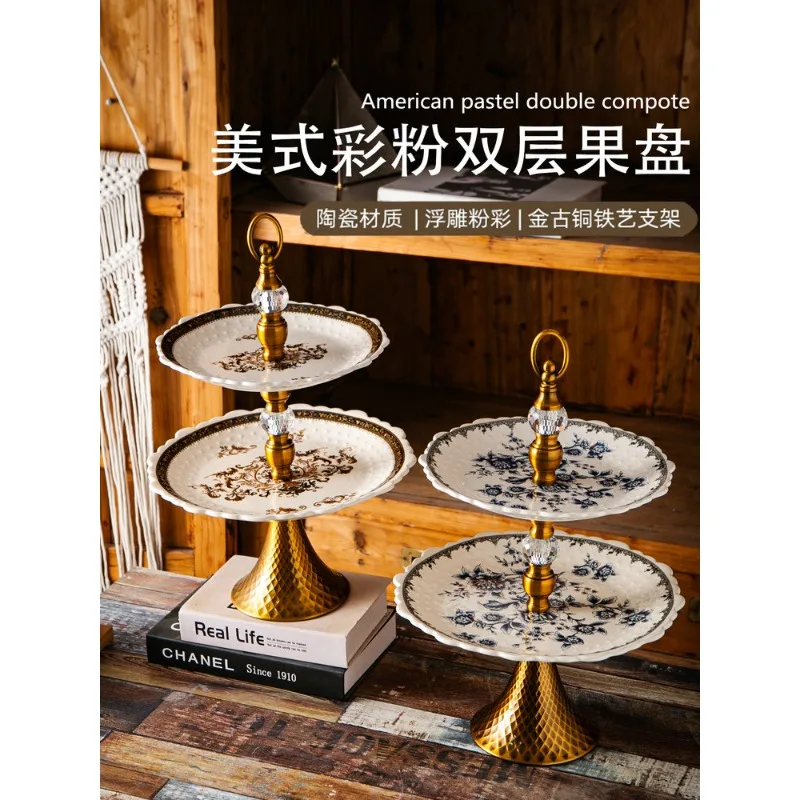 American New Year's fruit plate wedding home living room European retro high-footed Buddha coffee table Chinese high-end dried f