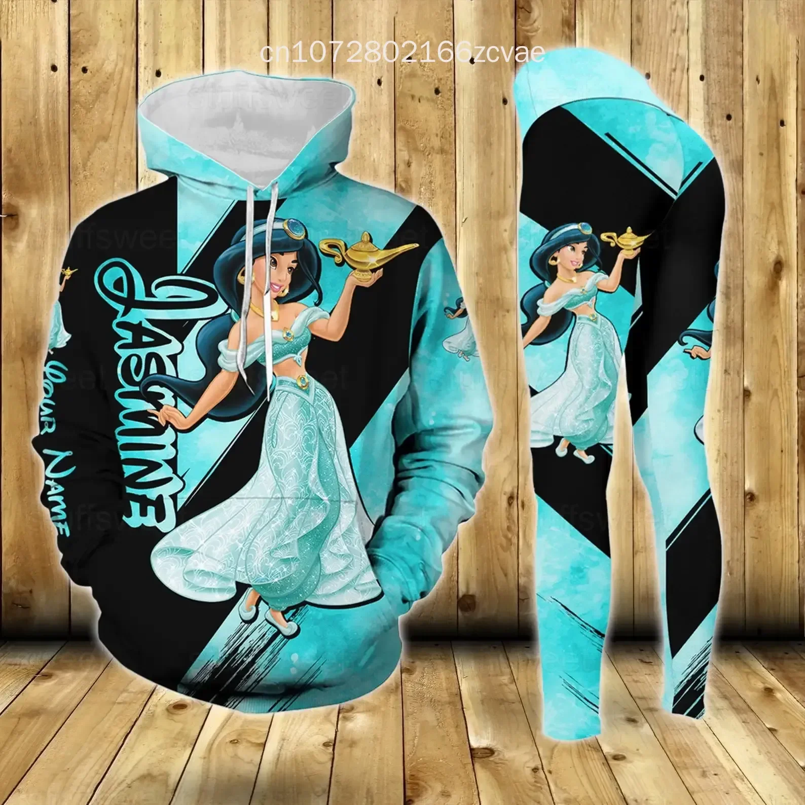 2024 New Disney Frozen Elsa Princess Women\'s Hoodie and Leggings Set Suit Elsa Yoga Pants Sweatpants Fashion Sports Suit