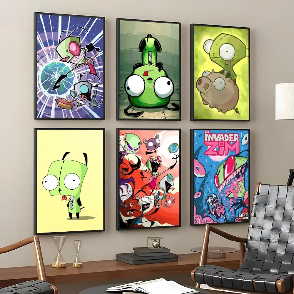 Cartoon L-Invader Zim Painting Calligraphy HD Art Wall Room Decor Home Waterproof Home Living Bar Decorative Paintings