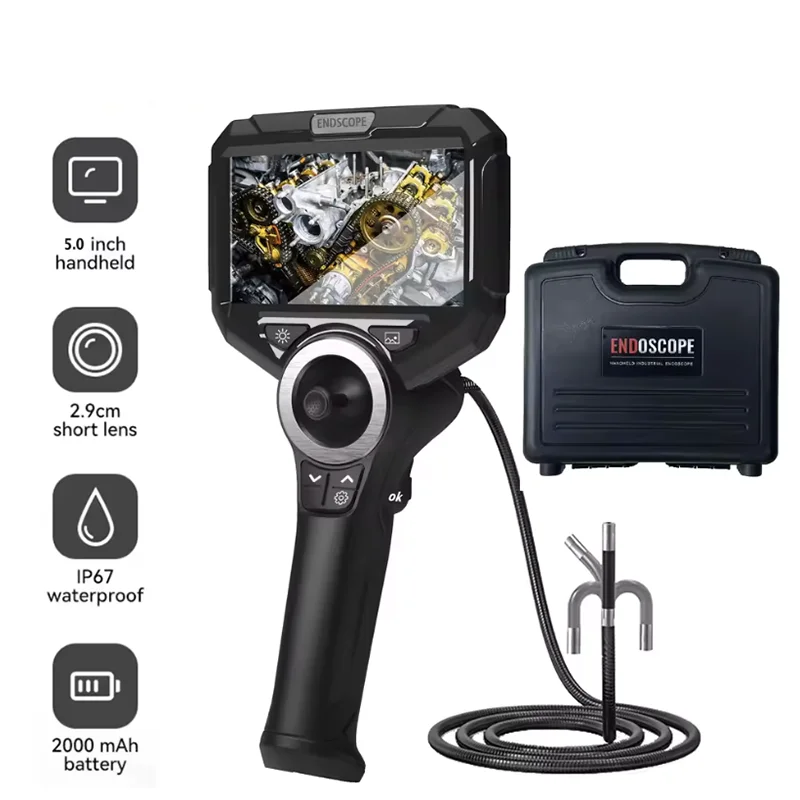 720° Rotation  4 Way Articulating Inspection Camera 1080P 3.9MM/6MM Pipe Industrial Endoscope Camera 5" IPS Screen for Car Sewer
