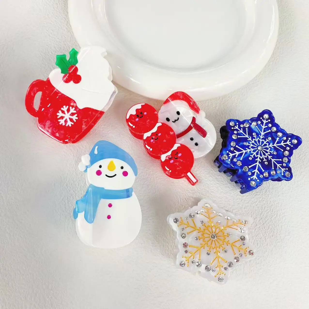 

NEW Christmas Series Acetate Hair Claw Snowman Snowflake Claw Clips Winter Trendy Hair Clips for Women Girls Hair Accessories