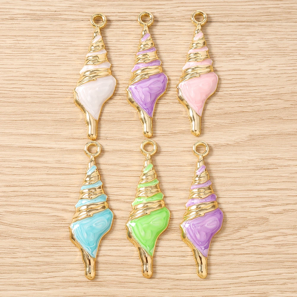 

Tusember 10pcs 20x62mm Enamel Conch Shell Charms Pendants Fit DIY Beach Necklaces Earrings Jewelry Making Handmade Accessories
