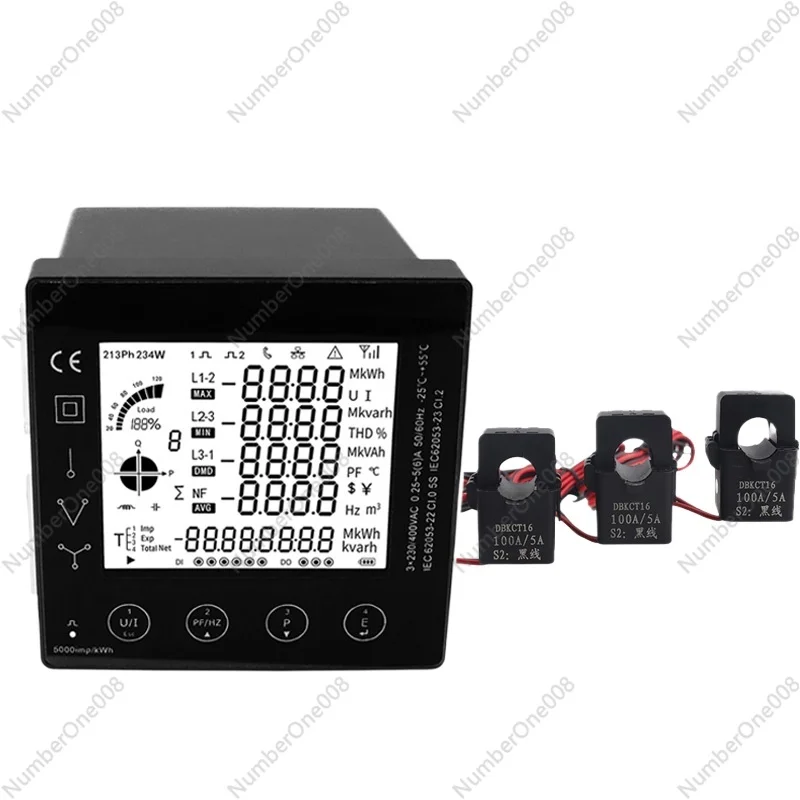 Multi-function Power Panel 3 Phase Energy Meter Smart Multi-Rate 96*96mm RS485 Modbus RTU With Current Transformer 5A CT Connect