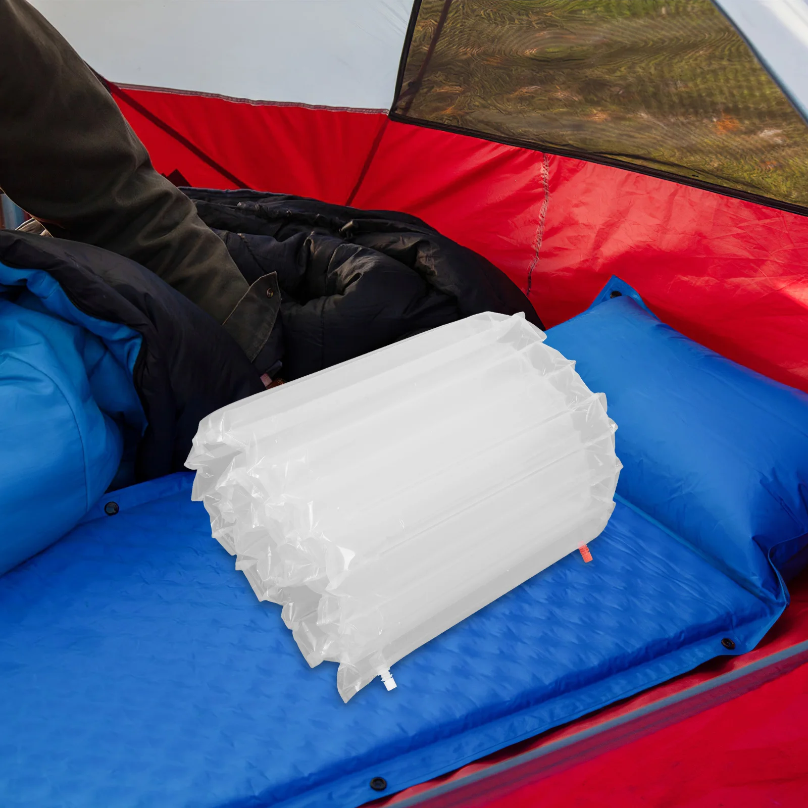 مرتبة تخييم قابلة للنفخ في الهواء الطلق، وسادة نوم هوائية خفيفة الوزن محمولة للمشي لمسافات طويلة وحقيبة الظهر ومغامرات السفر