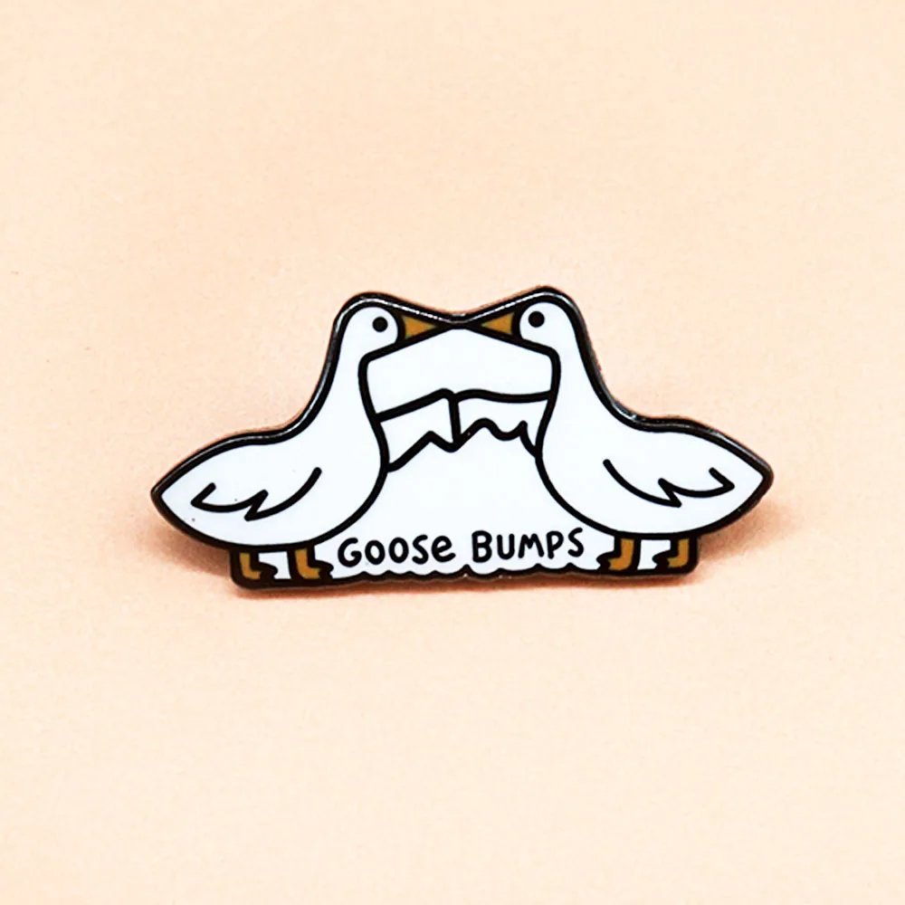 Goose Bumps Geese Fist-Bump Enamel Pin Cute Silly Goose Badge Animal Lover Gift