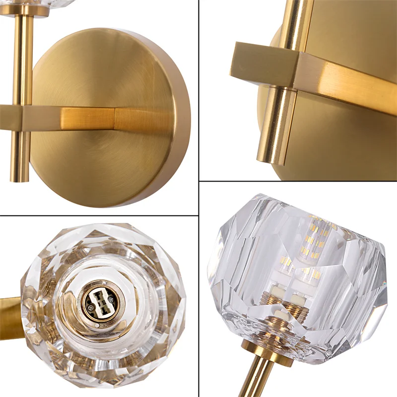 Modern Crystal Sconce Lamp G9 Wall Sconce Aisle Door Front Lights Sleeping Copper Wall Lights Bedside Lamp For Bedroom Fixtures