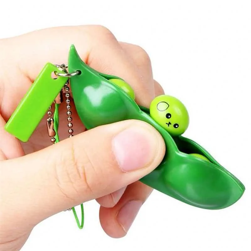 Squeeze Pea Beans Keychain Stress Relief Fidget Toys For Anxiety Autism ADHD Decompression Party Favors Gifts Kids & Adults