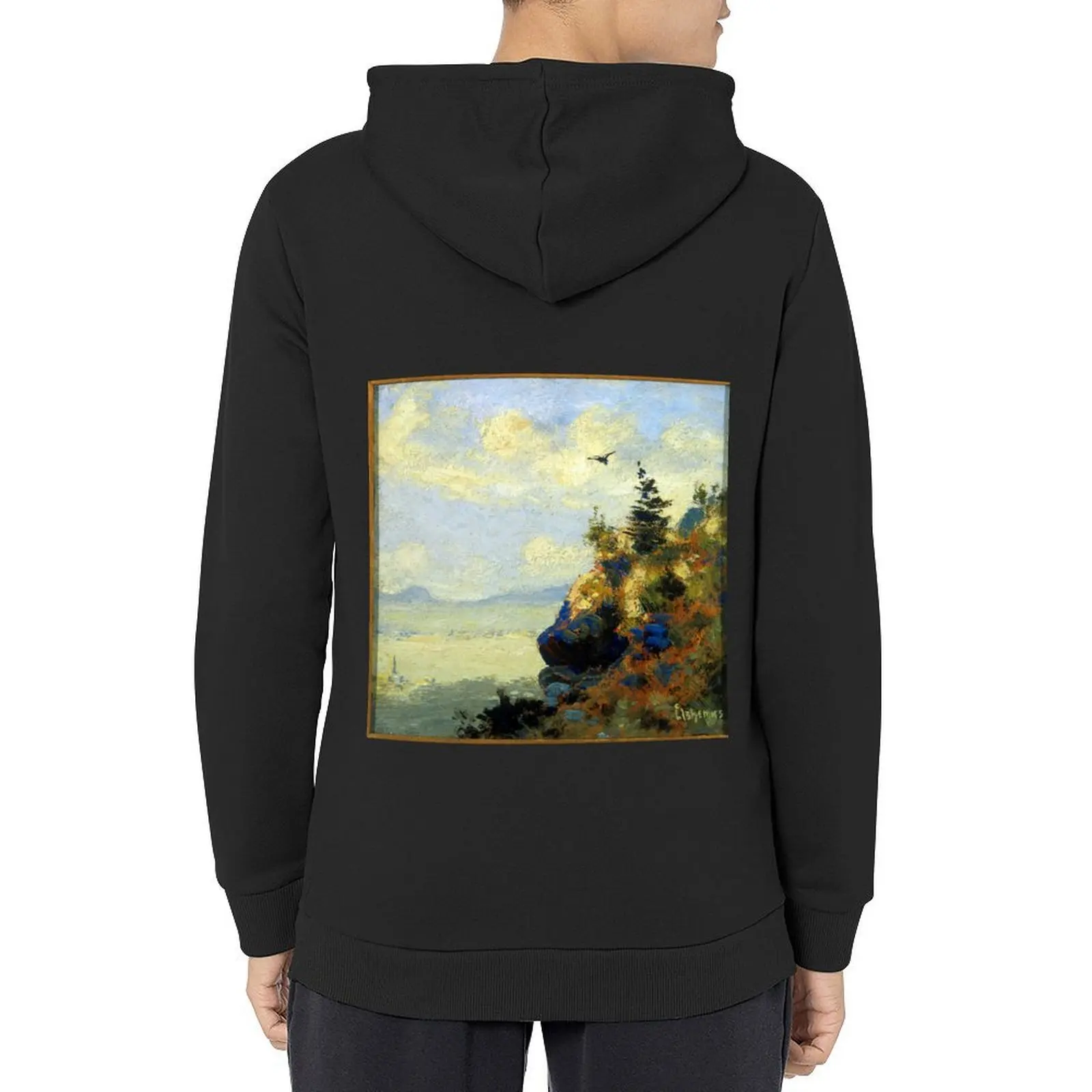 

Louis Eilshemius Summer Landscape with Hawk Hoodie men clothing korean style clothes korean autumn clothes hoodie graphic