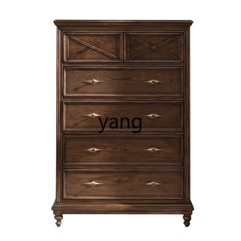 

Yjq Solid Wood Chest of Drawers Bedroom Locker Storage Large Cabinet Kitchen and Living Room Chest of Six Drawers