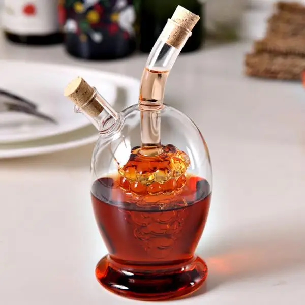 Hot 2-Outlet Glass Olive Oil Jar Vinegar Bottle Pot Kitchen Sauce Dispenser Sealed Multifunction Seasoning Glass Storage Bottle