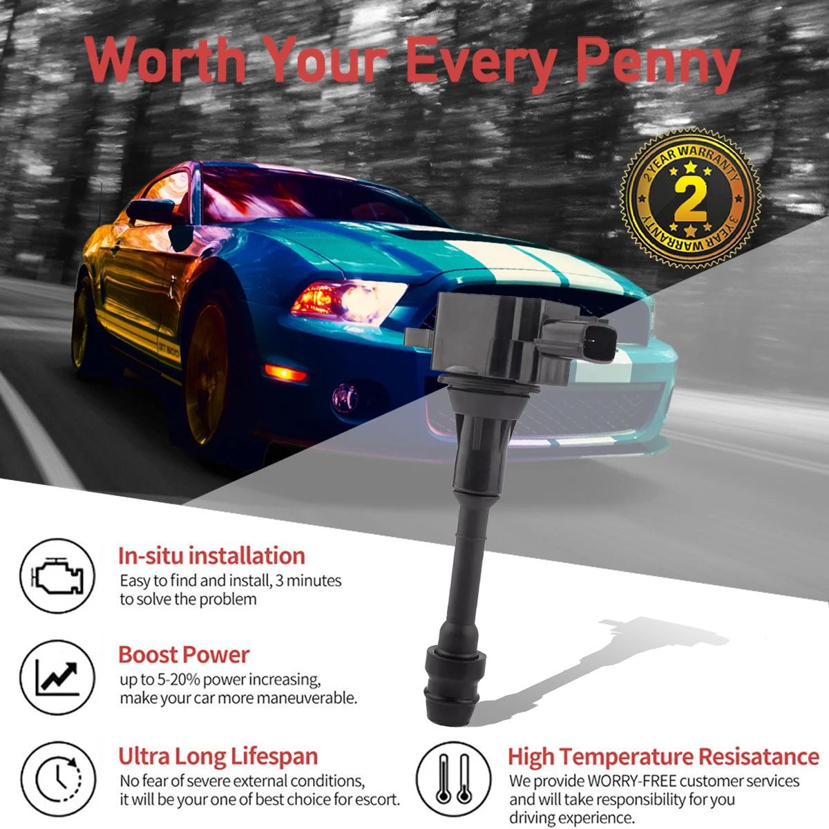 1/4 個 22448-8H300 UF350 点火コイル日産エクストレイル T30 セントラ B15 ティアナ J31 2.0 アルティマ 2.5 22448-8H315 22448-8H310 C1398