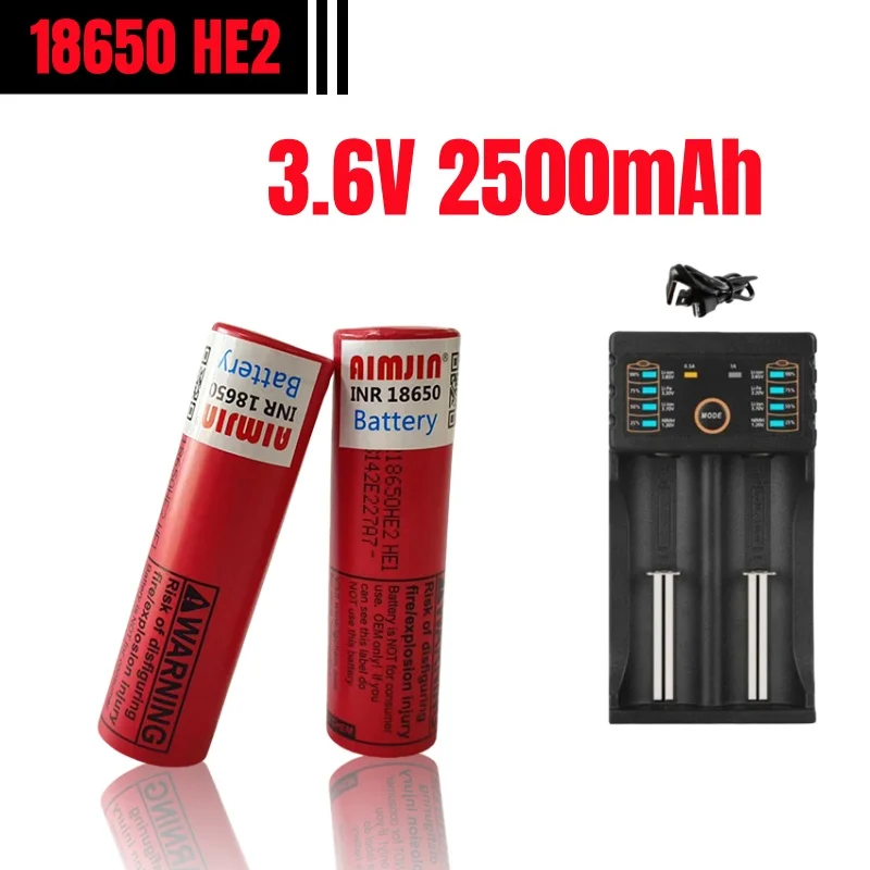 100% оригинальный 18650 HE2 3,6 V 2500mAh 20A Перезаряжаемый для электроинструментов