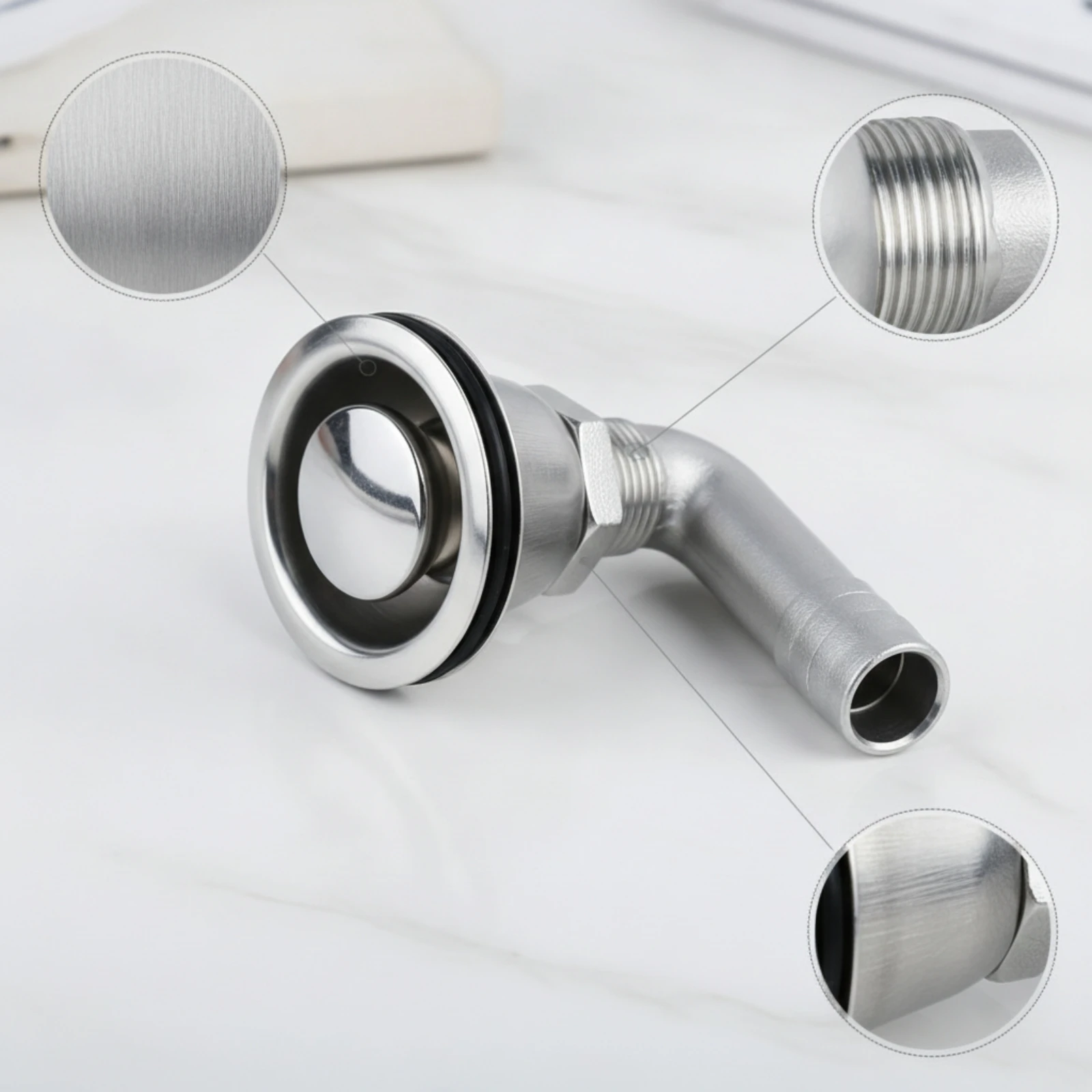 Thru-Hull Vent Marine Boat Hull Vent Ventilation Fitting Angled Hardware Threaded for Boats, Yachts