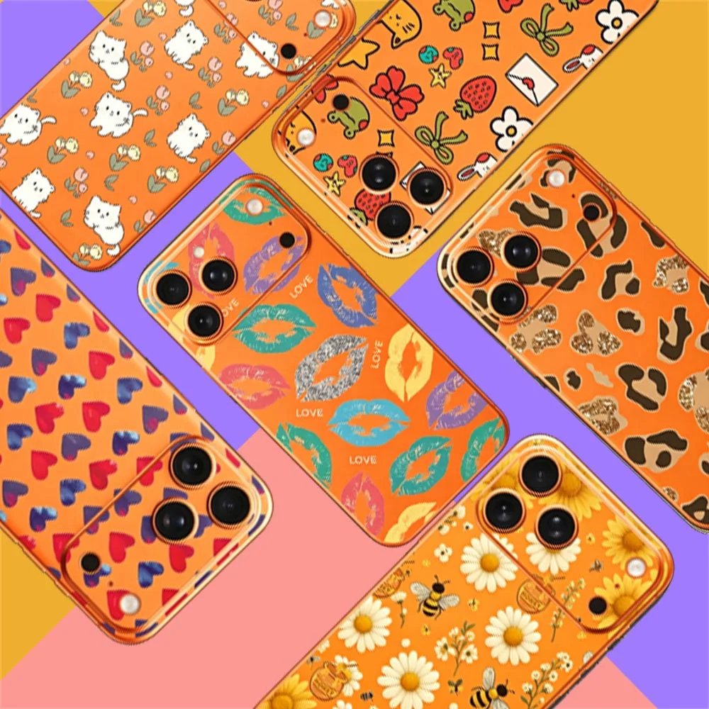 VORMIR 50pcs 3D Embossed Transparent Color Back Films Phone Skin Stickers Decorative Films for Any Sreen Protector Cut Machine