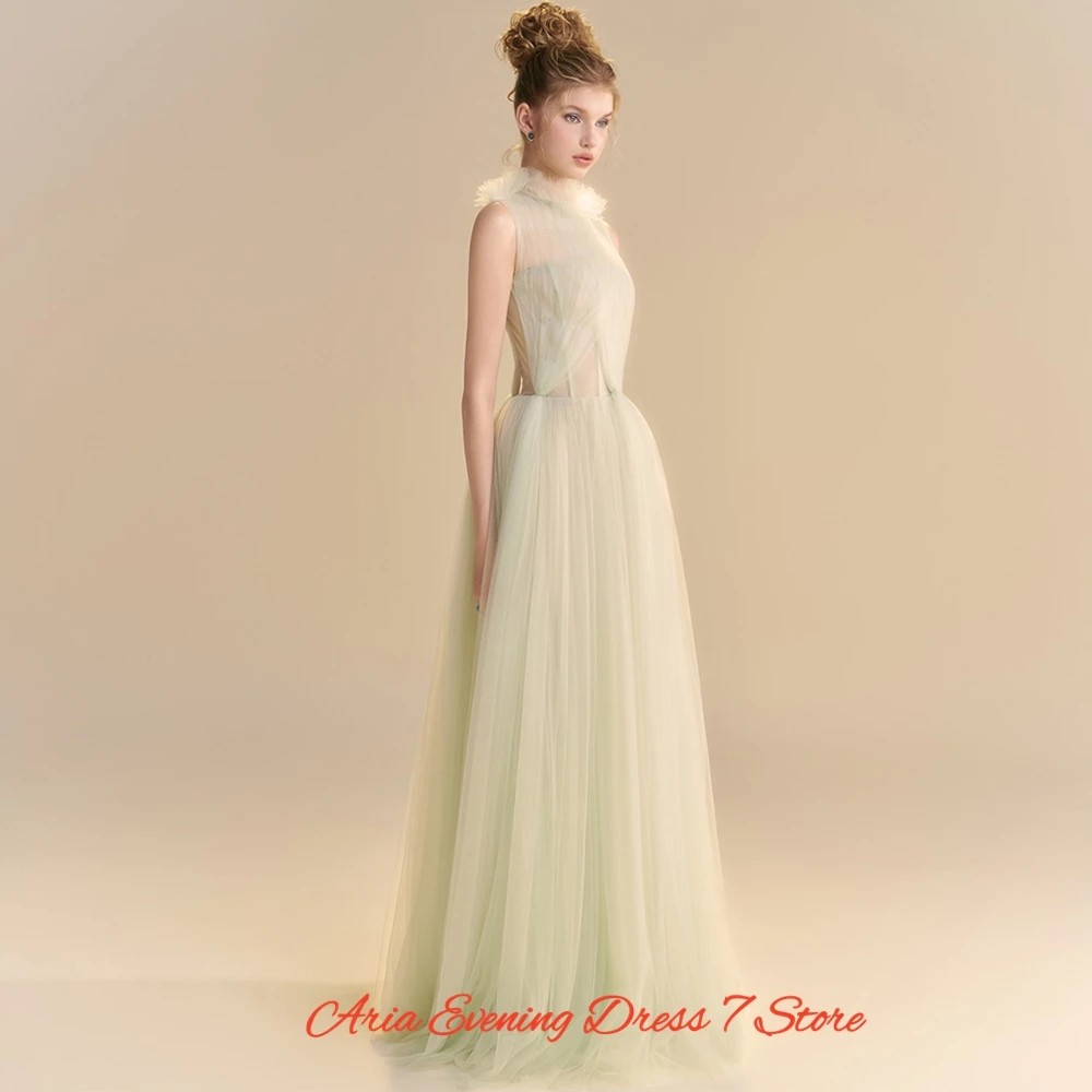 

Temperament Tulle Strapless Evening Dress Graceful Ruffles Prom Dresses Luxury Sweep Train Customized Special Occasion Gowns