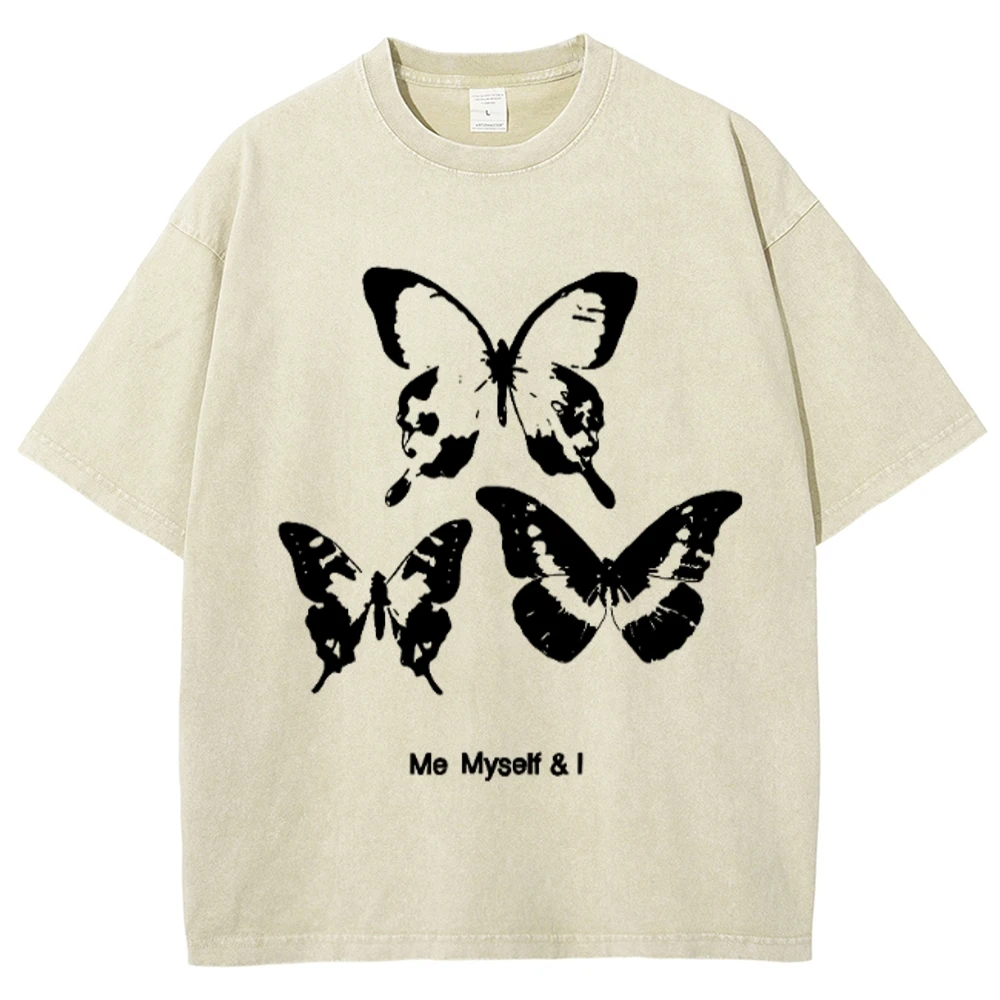 Butterfly Men's weatshirt Vintage Oversized Hip Hop Hoodies Color Contrast Round Neck Chic Tops Pullover Clothes Unisex