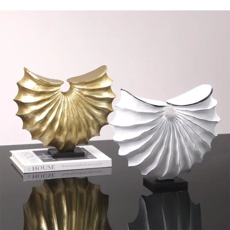 

Imitation Conch Abstract Crafts Sculpture Resin Ornaments Desk Decoration Fan-shaped Artwork Statue Room Aesthetics Decor