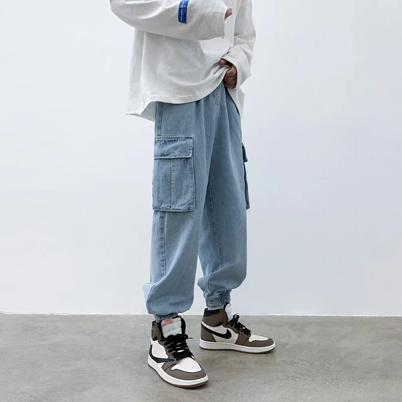 

Loose Bla Workwear Jeans Men's Autumn Winter Faion Brand Large ket Baggy Leg Casual Harem Pants Youth ular